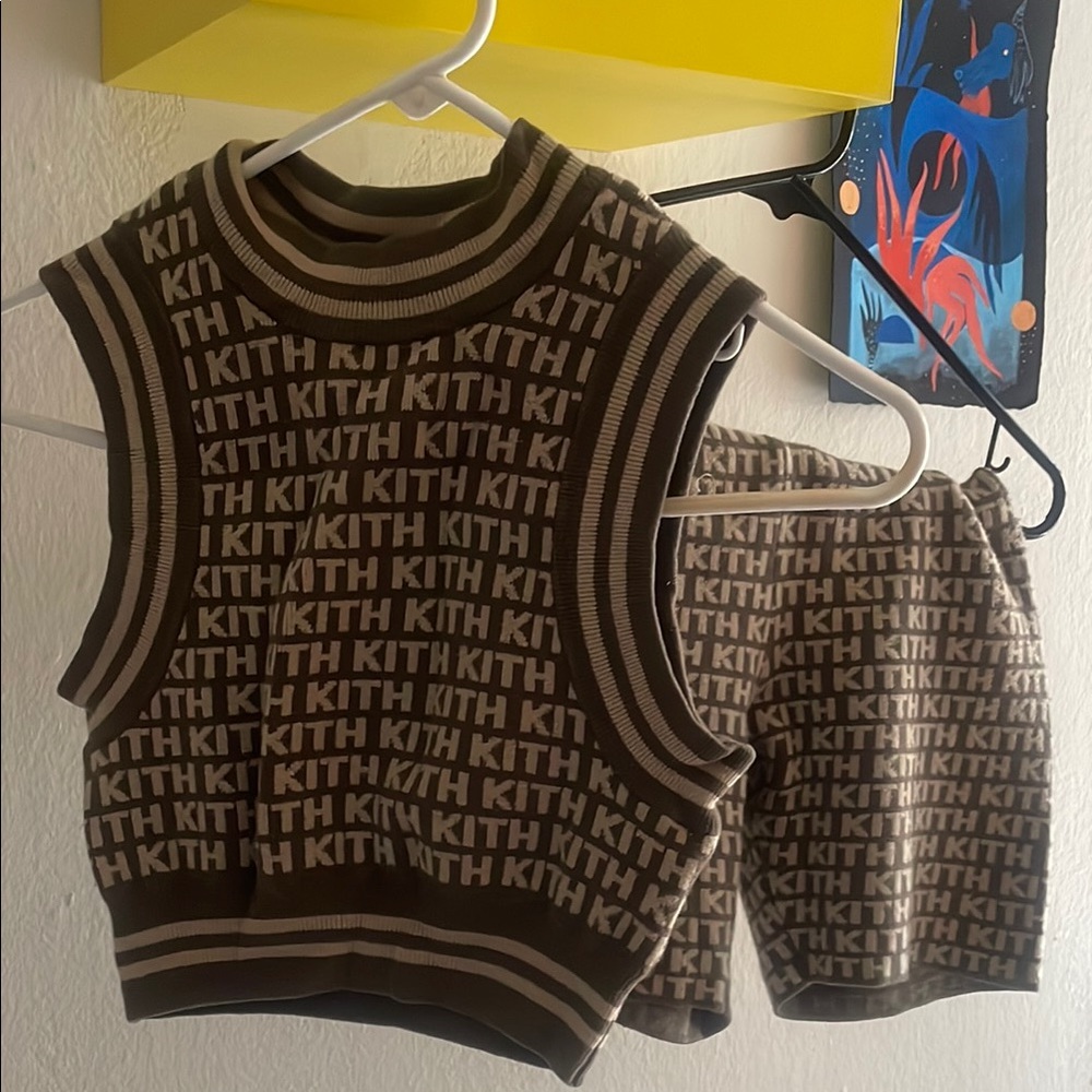 Kith Brown Sleeveless Top and high waisted Shorts Set